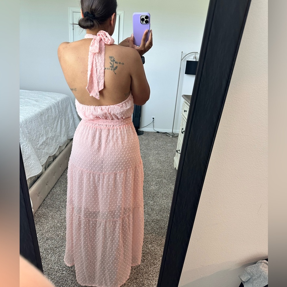 Halter Neck Floral Backless Loose Ruffle Maxi Dress - Picture 8 of 12
